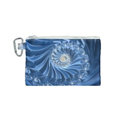 Blue Fractal Abstract Spiral Canvas Cosmetic Bag (small)