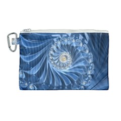 Blue Fractal Abstract Spiral Canvas Cosmetic Bag (large) by Nexatart