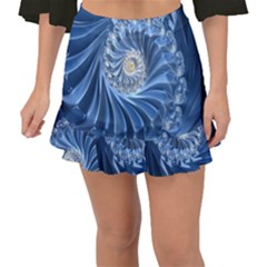 Blue Fractal Abstract Spiral Fishtail Mini Chiffon Skirt