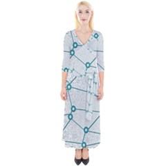 Network Social Abstract Quarter Sleeve Wrap Maxi Dress