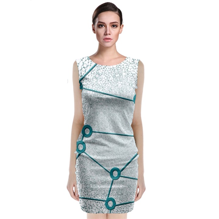 Network Social Abstract Sleeveless Velvet Midi Dress