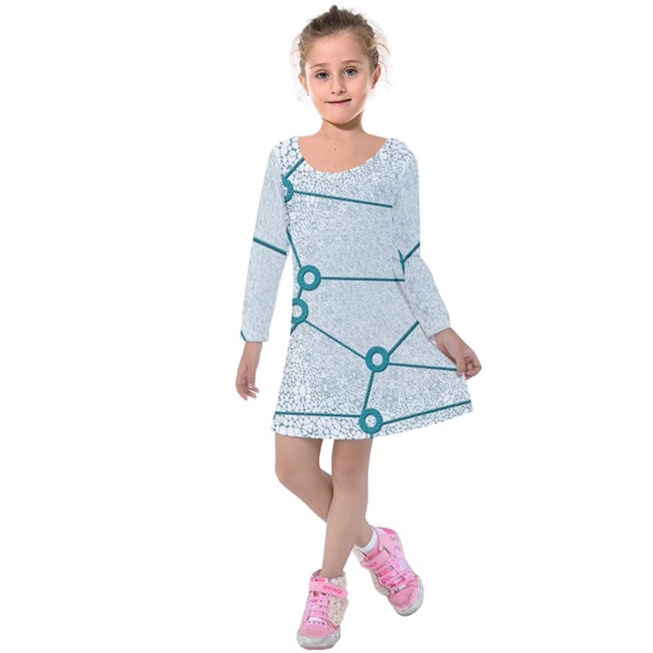 Network Social Abstract Kids  Long Sleeve Velvet Dress
