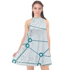 Network Social Abstract Halter Neckline Chiffon Dress 