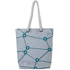 Network Social Abstract Full Print Rope Handle Tote (small)