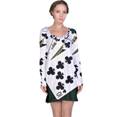 Poker Hands   Royal Flush Clubs Long Sleeve Nightdress by FunnyCow