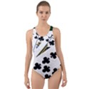 Poker Hands   Royal Flush Clubs Cut-Out Back One Piece Swimsuit View1