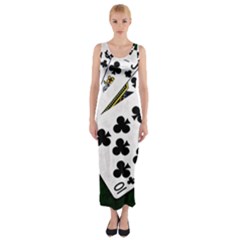 Poker Hands   Royal Flush Clubs Fitted Maxi Dress by FunnyCow