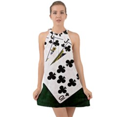 Poker Hands   Royal Flush Clubs Halter Tie Back Chiffon Dress by FunnyCow