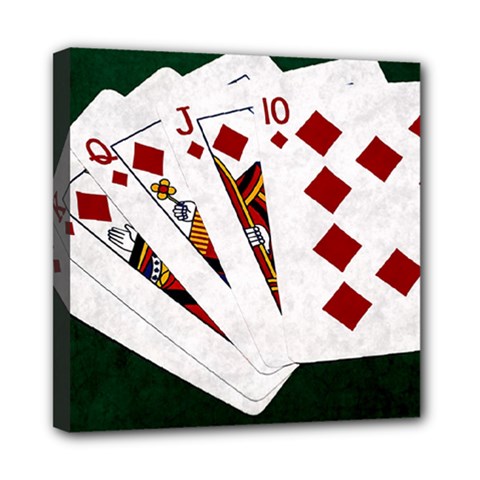 Poker Hands   Royal Flush Diamonds Mini Canvas 8  X 8 
