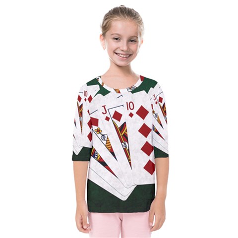 Poker Hands   Royal Flush Diamonds Kids  Quarter Sleeve Raglan Tee by FunnyCow