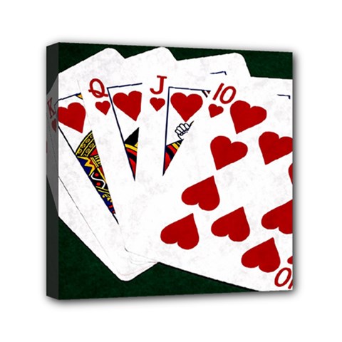 Poker Hands   Royal Flush Hearts Mini Canvas 6  X 6  by FunnyCow