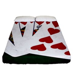 Poker Hands   Royal Flush Hearts Fitted Sheet (queen Size) by FunnyCow