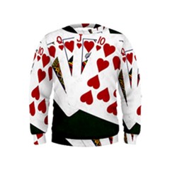 Poker Hands   Royal Flush Hearts Kids  Sweatshirt by FunnyCow