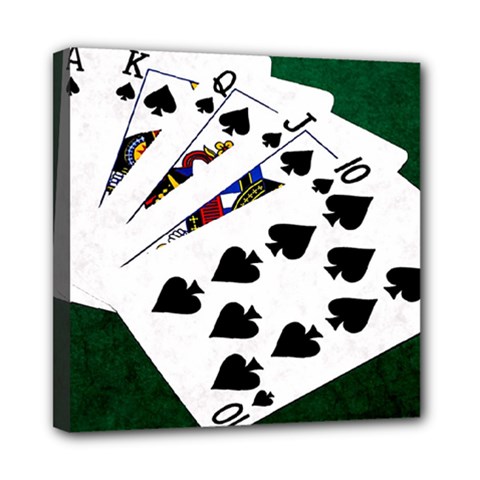 Poker Hands   Royal Flush Spades Mini Canvas 8  X 8  by FunnyCow