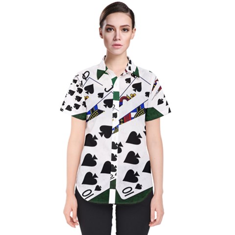 Poker Hands   Royal Flush Spades Women s Short Sleeve Shirt by FunnyCow