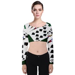 Poker Hands   Royal Flush Spades Velvet Crop Top by FunnyCow