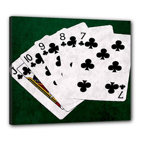 Poker Hands   Straight Flush Clubs Canvas 24  X 20  by FunnyCow
