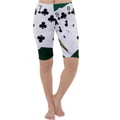Poker Hands   Straight Flush Clubs Cropped Leggings  by FunnyCow