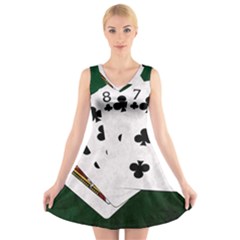 Poker Hands   Straight Flush Clubs V-neck Sleeveless Dress by FunnyCow