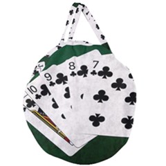 Poker Hands   Straight Flush Clubs Giant Round Zipper Tote by FunnyCow