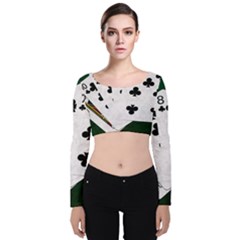 Poker Hands   Straight Flush Clubs Velvet Crop Top by FunnyCow