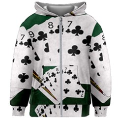 Poker Hands   Straight Flush Clubs Kids Zipper Hoodie Without Drawstring by FunnyCow