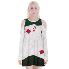 Poker Hands   Straight Flush Diamonds Velvet Long Sleeve Shoulder Cutout Dress by FunnyCow