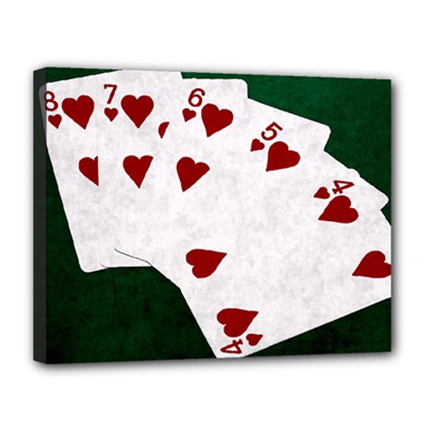 Poker Hands Straight Flush Hearts Canvas 14  X 11  by FunnyCow