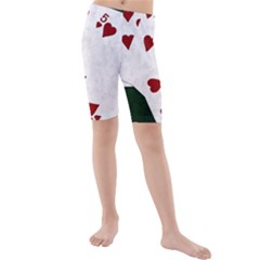 Poker Hands Straight Flush Hearts Kids  Mid Length Swim Shorts by FunnyCow