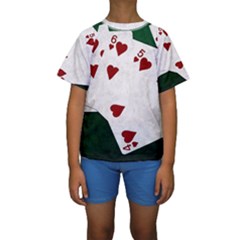 Poker Hands Straight Flush Hearts Kids  Short Sleeve Swimwear by FunnyCow