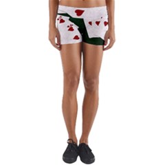 Poker Hands Straight Flush Hearts Yoga Shorts by FunnyCow