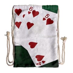 Poker Hands Straight Flush Hearts Drawstring Bag (large) by FunnyCow