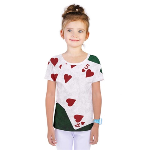 Poker Hands Straight Flush Hearts Kids  One Piece Tee by FunnyCow