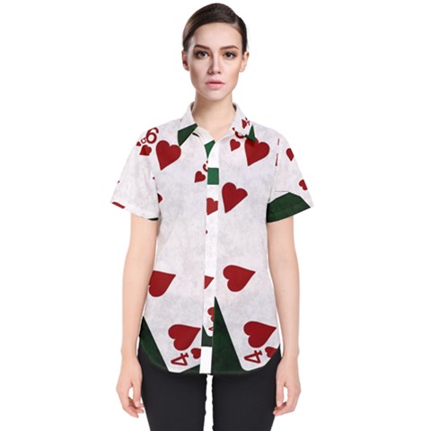 Poker Hands Straight Flush Hearts Women s Short Sleeve Shirt by FunnyCow
