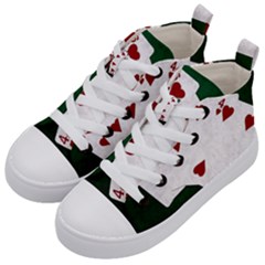 Poker Hands Straight Flush Hearts Kid s Mid-top Canvas Sneakers by FunnyCow