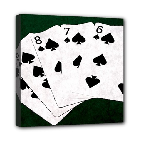 Poker Hands Straight Flush Spades Mini Canvas 8  X 8  by FunnyCow