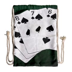 Poker Hands Straight Flush Spades Drawstring Bag (large) by FunnyCow