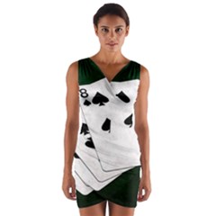 Poker Hands Straight Flush Spades Wrap Front Bodycon Dress by FunnyCow