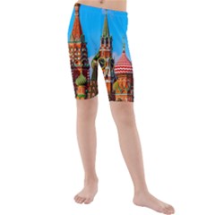 Moscow Kremlin And St  Basil Cathedral Kids  Mid Length Swim Shorts by FunnyCow