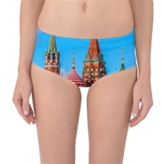 Moscow Kremlin And St  Basil Cathedral Mid-waist Bikini Bottoms by FunnyCow