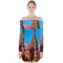 Moscow Kremlin and St. Basil Cathedral Long Sleeve Off Shoulder Dress View1