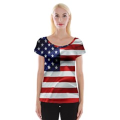 American Usa Flag Cap Sleeve Tops by FunnyCow