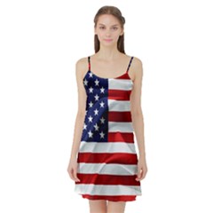 American Usa Flag Satin Night Slip by FunnyCow