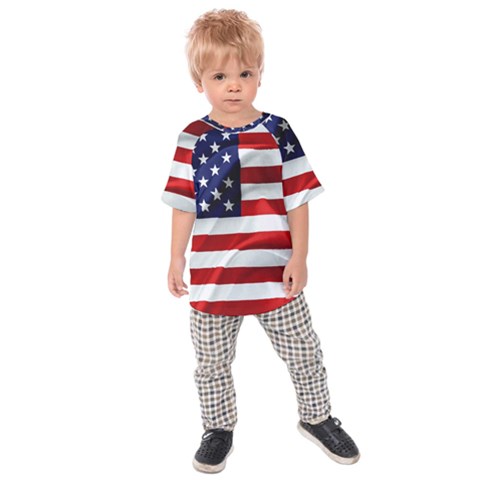 American Usa Flag Kids Raglan Tee by FunnyCow