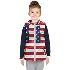 American Usa Flag Kid s Hooded Puffer Vest by FunnyCow