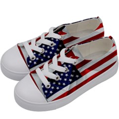 American Usa Flag Kids  Low Top Canvas Sneakers by FunnyCow