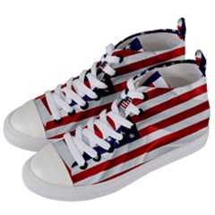 American Usa Flag Women s Mid-top Canvas Sneakers by FunnyCow