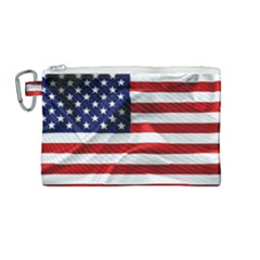 American Usa Flag Canvas Cosmetic Bag (medium) by FunnyCow
