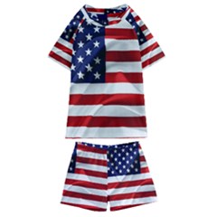 American Usa Flag Kids  Swim Tee And Shorts Set by FunnyCow
