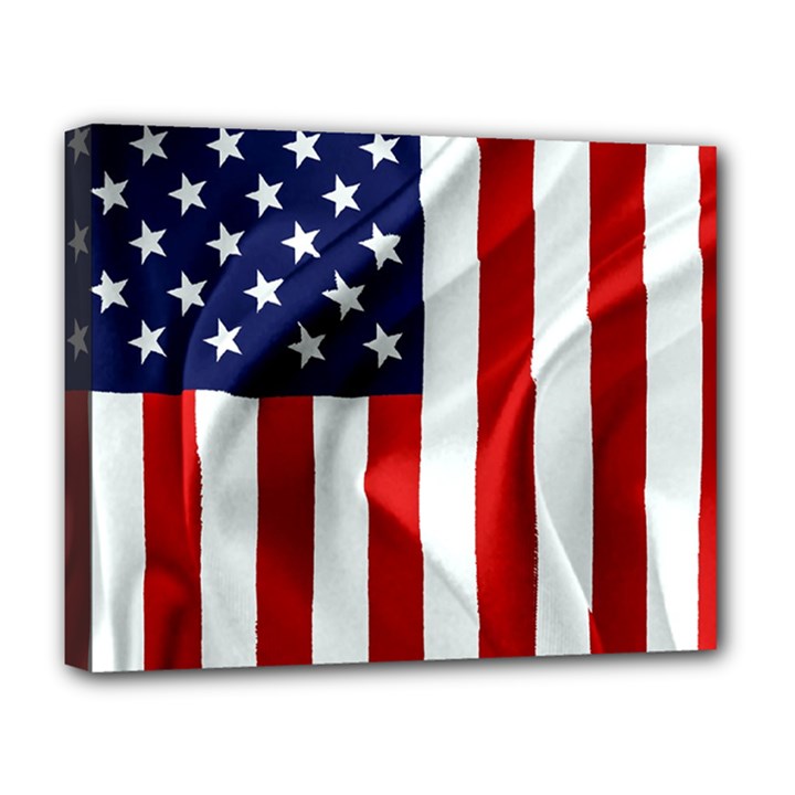 American Usa Flag Vertical Deluxe Canvas 20  x 16  